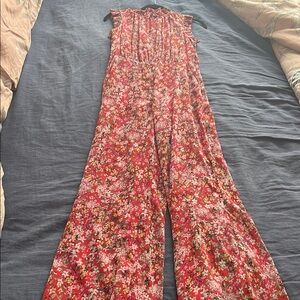Anthropologie Pink Floral Jumpsuit